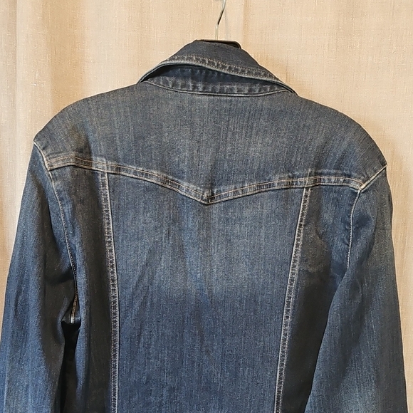 New York & Company Blue Denim Snap Long Sleeve Dress - Picture 12 of 16